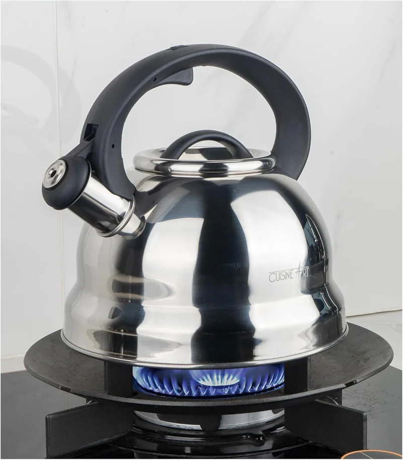 Cuisine Art Cuisine Art CLARA 201 Stainless Steel Whistling Tea Kettle 2.5L, Silver, Mirror Polish, Fixed Nylon Handle, Satin Interior, Fast Boiling, Suitable for use on all stove tops